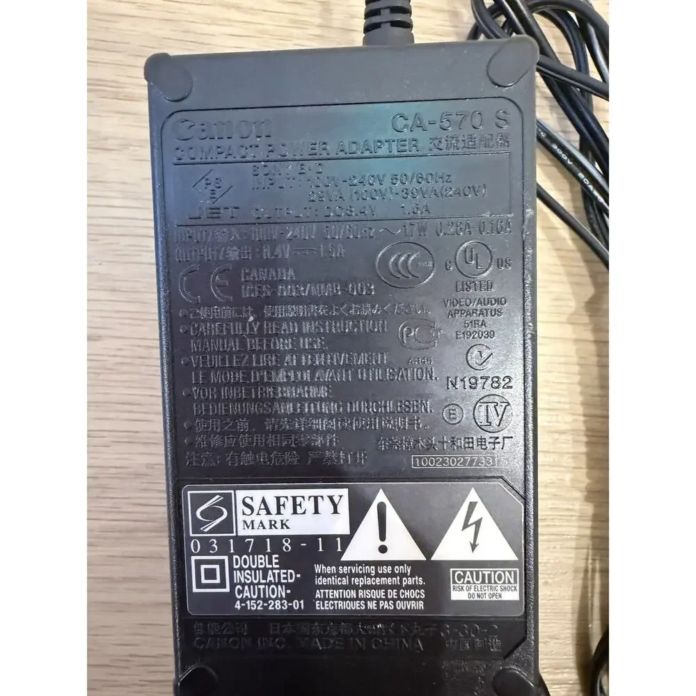 Original Canon CA-570 S-AC Power Supply Adapter Charger Cord Camcorder Authentic